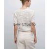 MD Spring/Summer New Arrival Women's Clothing French Romantic Style Exquisite Lace round Neck Short Sleeve Knitting Cardigan 5716677