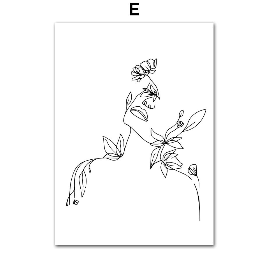 Woman Abstract Lines Minimalism Flower Lips Posters Prints Canvas Painting Nordic Wall Art Pictures Living Room Home Decor