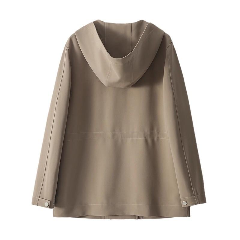 Kesa Hooded Waist Trench Coat, Short Top, Spring New Casual Women's Clothing, High Sense