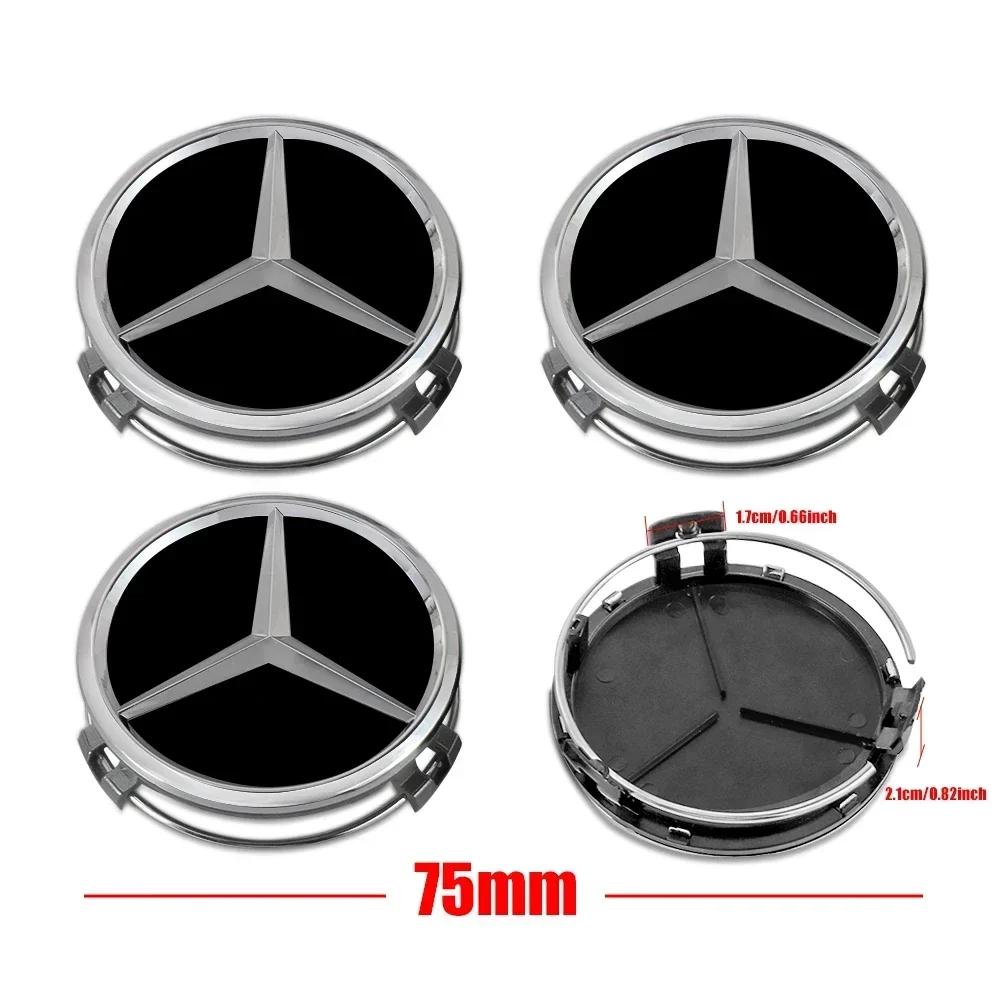 XFNVJ1 C200 E200 For Mercedes Benz 4Pcs 75mm Car Wheel Center Hub Caps Cover Badge Accessories for Mercedes Benz B/C/E/S Class A Class