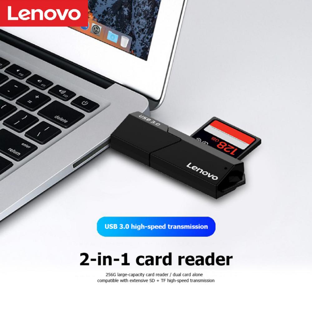 Lenovo D204 5 Гбит/с USB 3,0 кард-ридер 2 в 1 SD TF адаптер для карт памяти высокоскоростной кард-ридер для компьютера, ноутбука с поддержкой 2 ТБ
