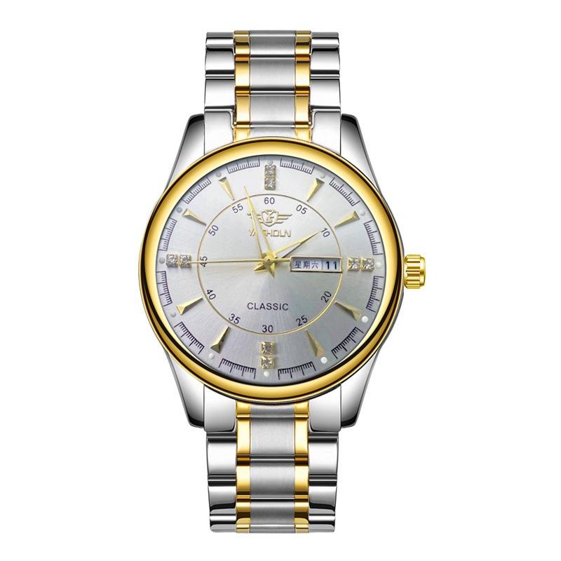 Мужские часы модные деловые часы от ведущего бренда с двойным календарем, люминесцентные, водонепроницаемые, кварцевые