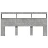 Vidaxl Zagłówek Z Półkami I Led, Szarość Betonu, 200X17X102 Cm