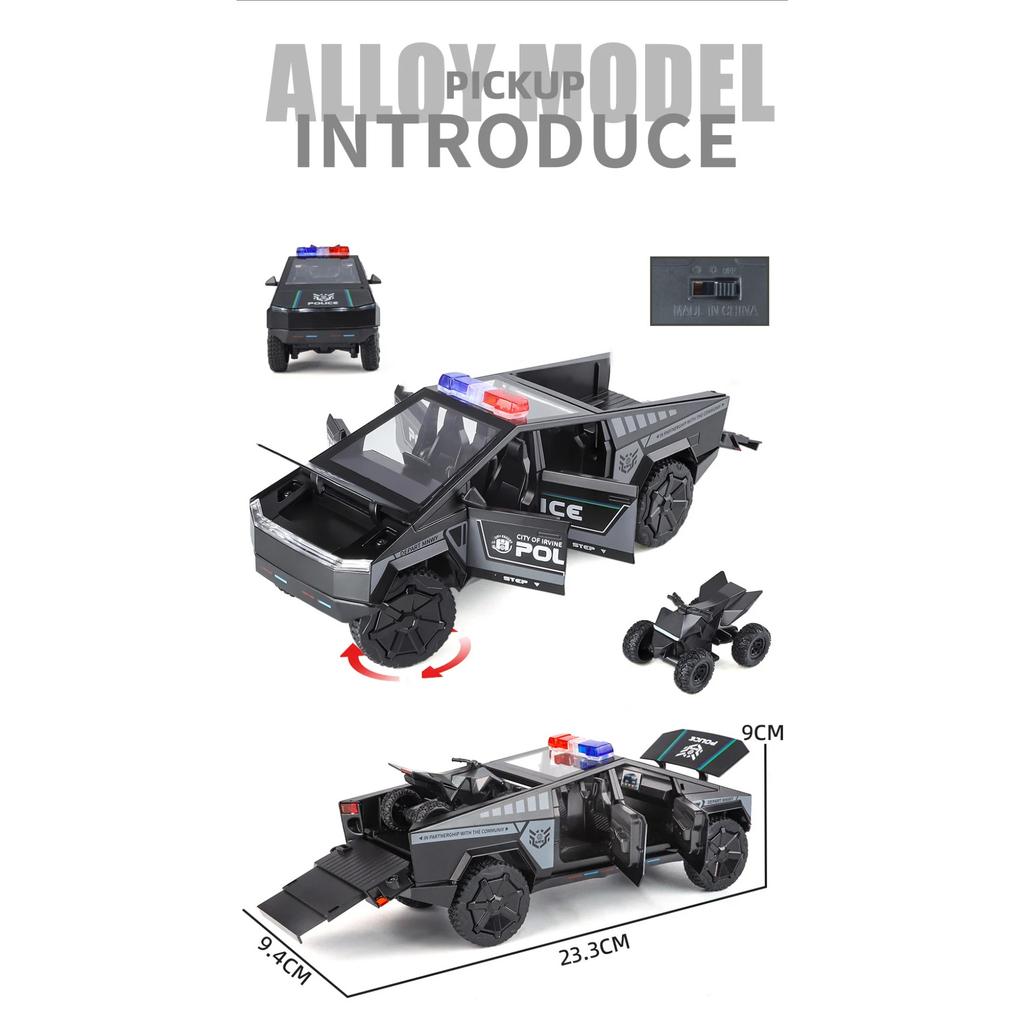 1/24 Tesla Cyber Trucks Сплав Пикап Модель Машины Литой Металл Игрушка Внедорожники Модель Машины Симуляция Звук и Свет Детский Подарок