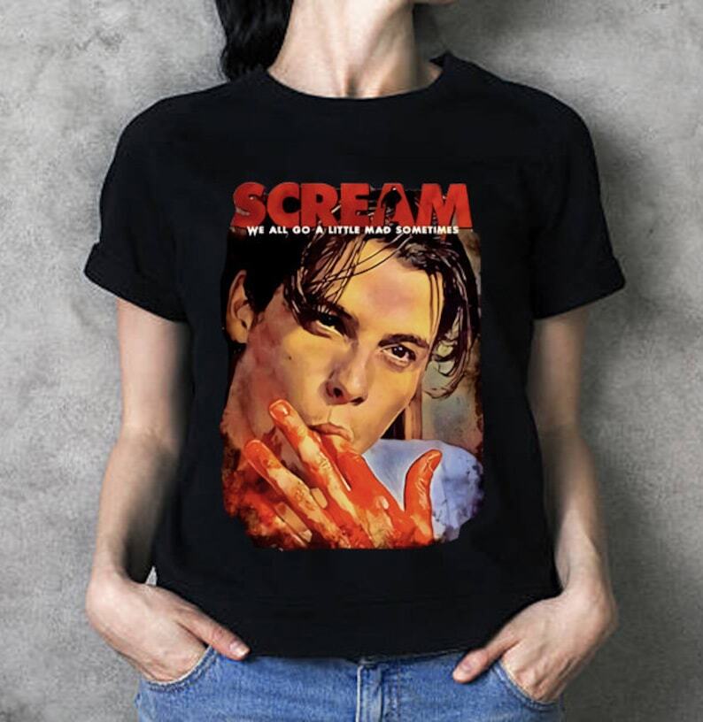Футболка Билли Лумиса, Хоррор футболка SCREAM, Футболка 90-х, Футболка с изображением фильма ужасов, Унисекс футболка