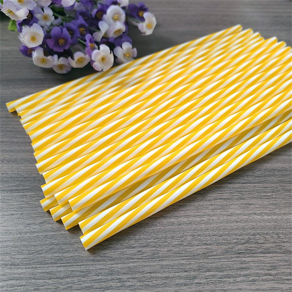 50 Pieces Plastic Drinking Straws 8 Inches Long Multi-Colored Striped Foldable