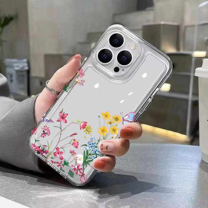Spring Flowers Pattern Phone Case For iPhone 17 16 15 14 11 Pro Max Plus 13 12 Mini 16E 17 Air XS Max XR Bumper Soft Clear Cover