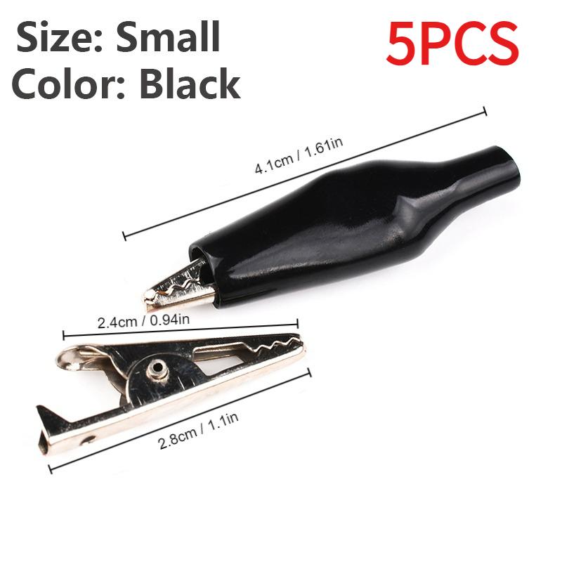 5PCS Alligator Clips 28mm 35mm 45mm Crocodile Type Clips Electrical Clamps Testing Probe Meter Black Red with Plastic Coated