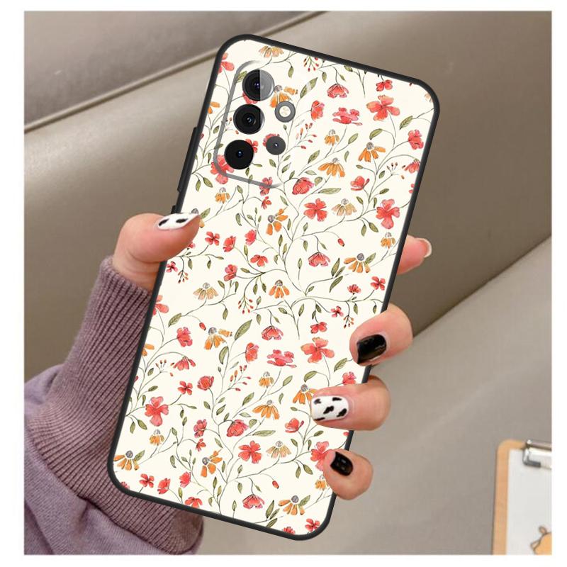 Чехол-органайзер с цветочным рисунком для Samsung Galaxy A33 A13 A53 A34 A54 A14 A15 A16 A26 A36 A56 A12 A32 A52 A06 A35 A55