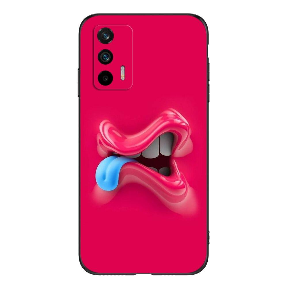 Чехол для Realme GT 5G, мягкая силиконовая задняя крышка для телефона OPPO RealmeGT RMX2202, чехол 6,43 дюйма; Черный чехол из ТПУ милый забавный