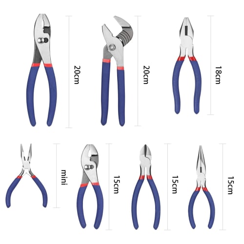 SOYANGNEK 7-Piece Pliers Set, Heavy-Duty Pliers, Long-Nose Pliers, Diagonal Cutting Pliers, Needle-Nose Pliers, Electrician, Home Repair Tools, Steel