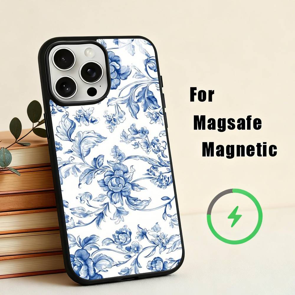 B-blue and W-white china Phone Case For iPhone17,16,15,14,13,12,11 Plus,Pro Max Magnetic For Magsafe Wireless Charging