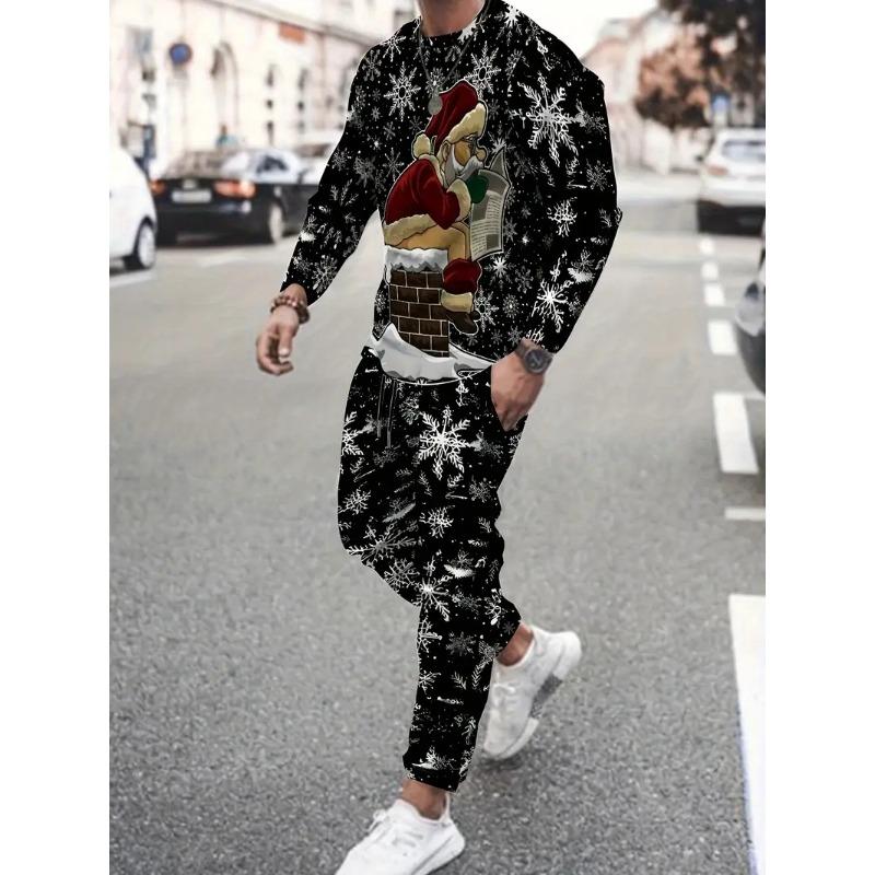 Christmas 2PCS Set Spring Autumn Men Women Fashion 3D Printing Man Fashion Casual Sportswear Sweatshirt Jogging Pants 2Pcs Sets