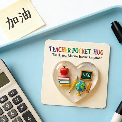 Карманный оберег для учителя с поздравительной открыткой в форме сердца любви. Жетон-карманный оберег для учителя. Сувенир в знак признательности учителю.