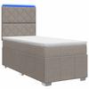 LED Boxspring Bed with Mattress Taupe 100 X 200 Cm Fabric