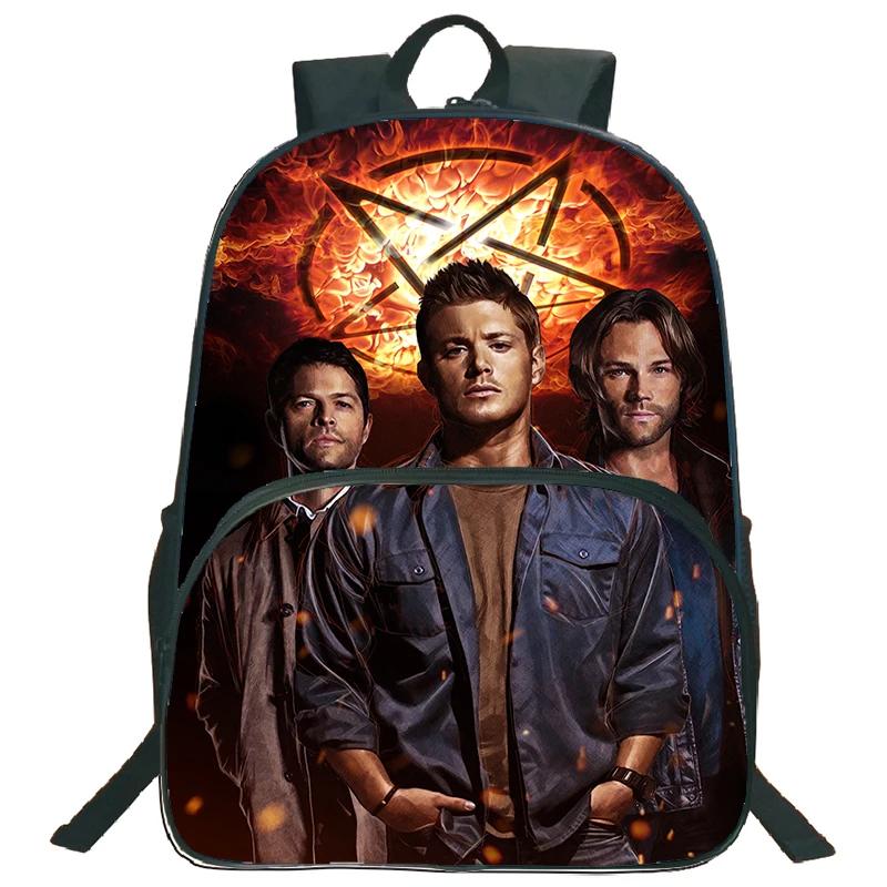 3Pcs Set Supernatural Backpack Students Travel Mochila Waterproof Boy Girl Schoolbag SPN Evil Rucksack Shoulder Bag Pencil Case