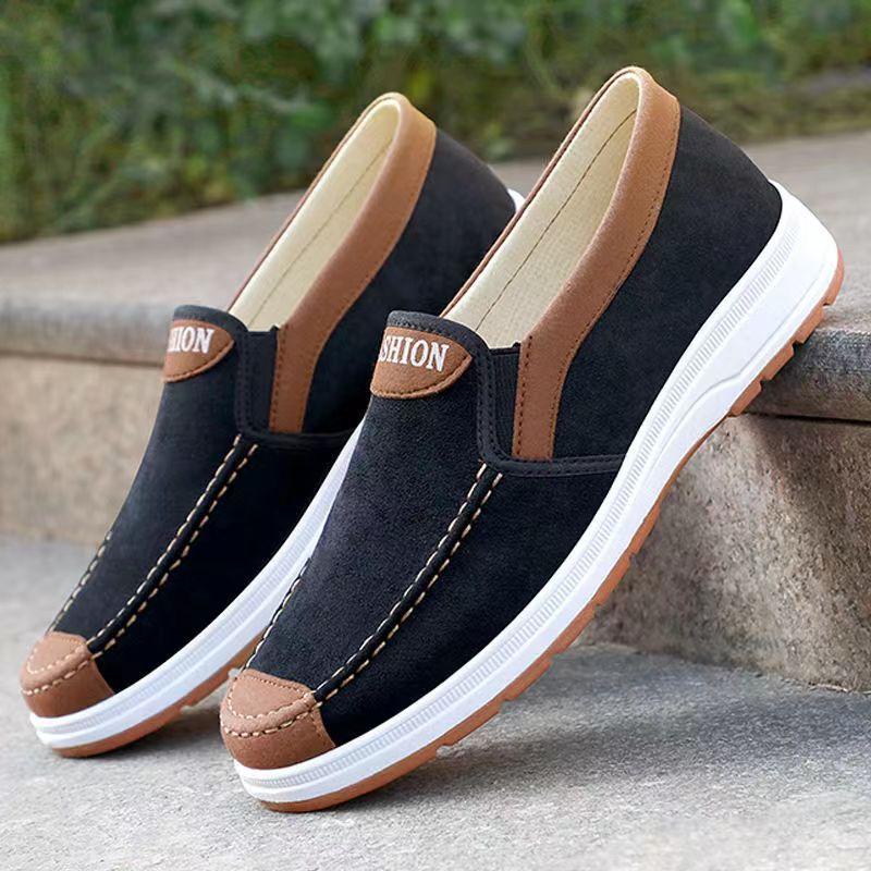 Старая пекинская тканевая обувь, мужская обувь, рабочая обувь на сухожильной подошве, повседневная обувь, дышащая парусиновая обувь без шнуровки для мужчин