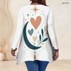 Plus Size Women V Neck Long Sleeve Loose Top With Irregular Split Hem For Casual Occasions