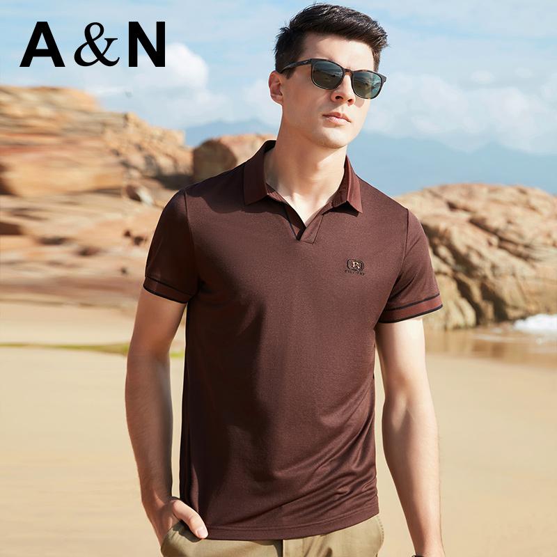 [Modal+Mulberry Silk] Summer New V-neck Men's Short sleeved T-shirt Business casual Breathable Polo Shirt
