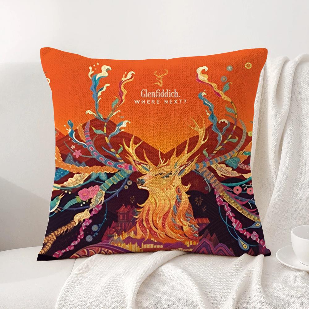 The GGlenfiddichS Cushion Cover Natural Linen Organic Fabric DoubleSided Printing Sofa Home Decor Breathable Bed Pillow