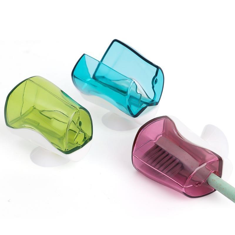 Household Family Wall Mounted Dust Proof Toothbrush Holder Rack Bathroom Creative Sucker Toothbrush Dust Cover