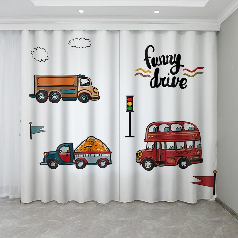 Мультяшные автомобильные самолеты, грузовики, девушки, дети, занавески на окна для детской спальни, гостиной, ванной комнаты, кухни, двери для дома, декор