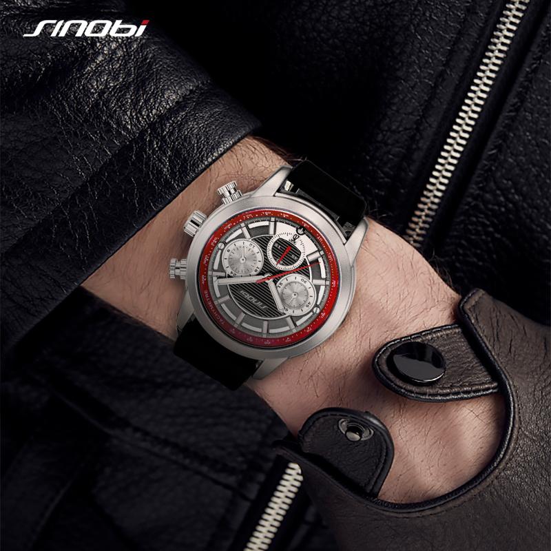 Лучшие роскошные мужские часы Sinobi с оригинальным дизайном, модные спортивные хронографы, мужские кварцевые наручные часы с календарем, мужские часы Relojio