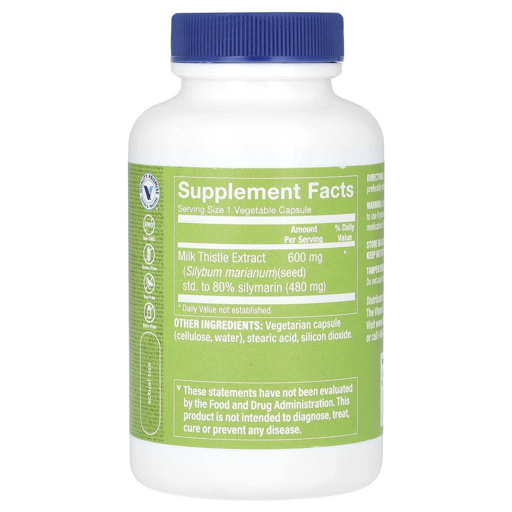 Milk Thistle Extract, Double Strength, 600Mg, 100 Veggie Caps