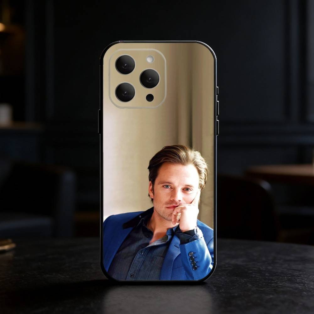 Actor S-Sebastian Stan Phone Case For iPhone 17,16,15,14,13,12,11 Plus,Pro Max,SE4Soft Silicone Black Cover