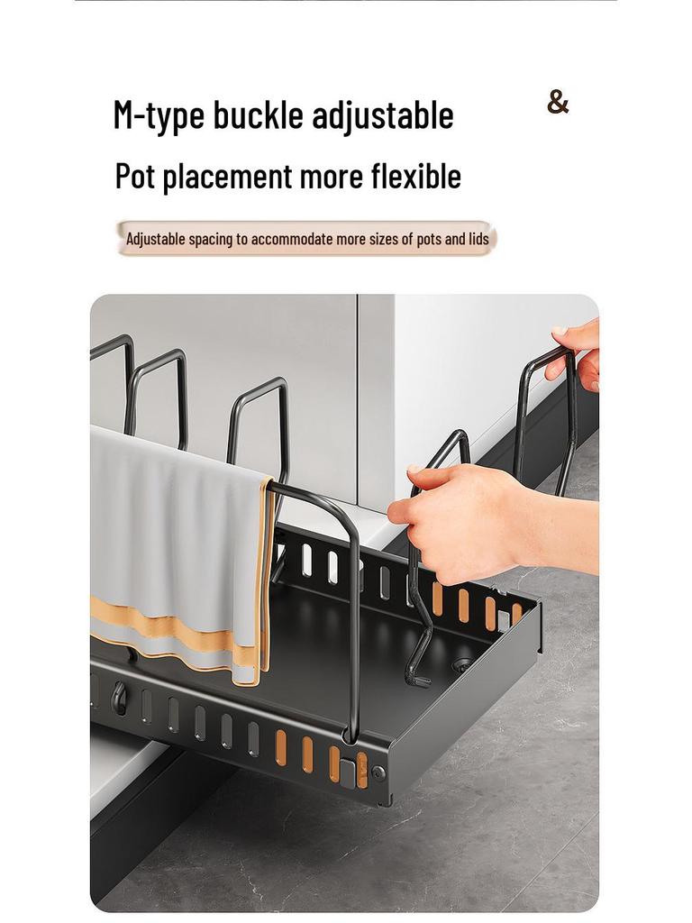 Adjustable Pull-Out Kitchen Organizer: Dish Rack, Pot & Pan Storage, Under-Cabinet & Countertop Holder