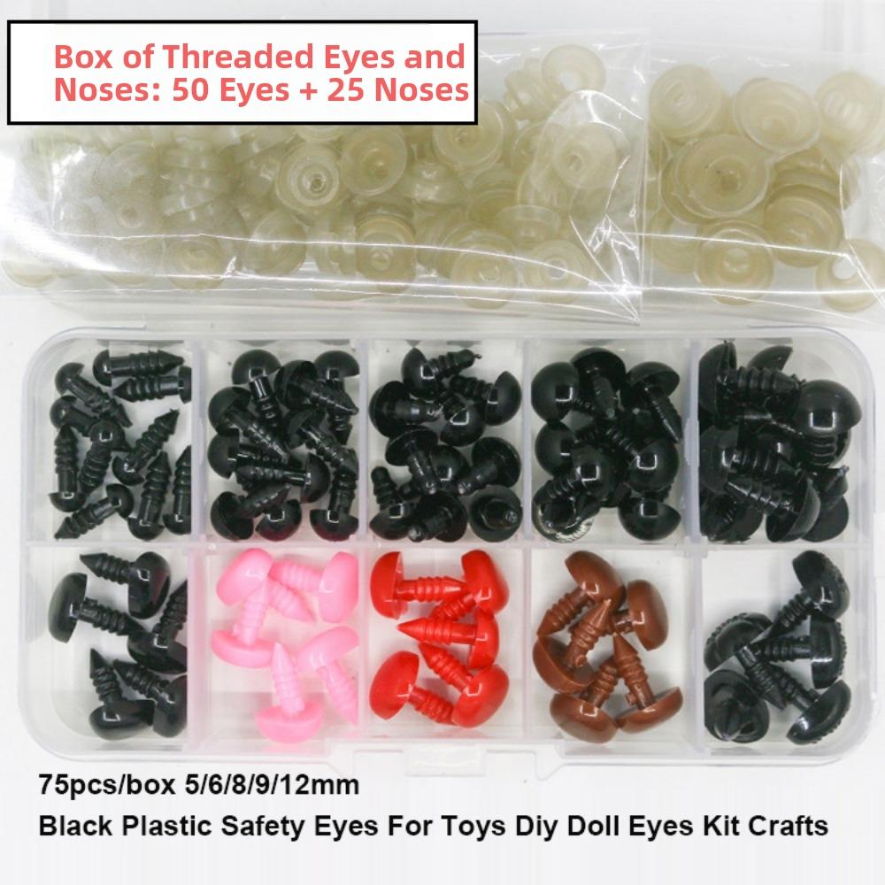 75pcs/box Plastic Safety Eyes Black Brown Screw Eyes New Diy Doll Eyes Kit Crafts For Toys