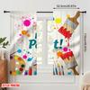 2pcs 2D flat printing Window Drapes Let's Paint Supplies Polyester Without Electricity Family Party Use for Living Room Outdoor