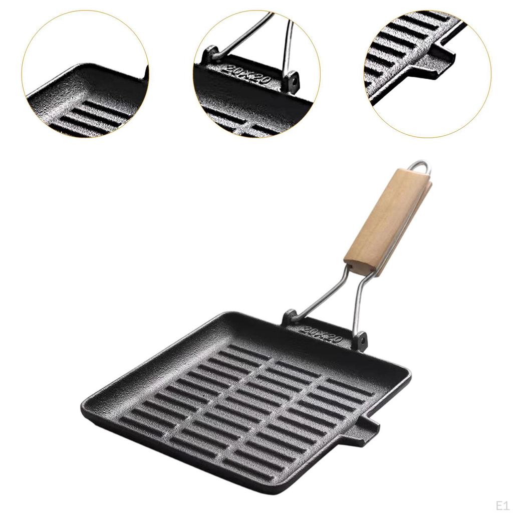Frying Pan for Steak On Stovetop Cast Iron with Handle Camping Use