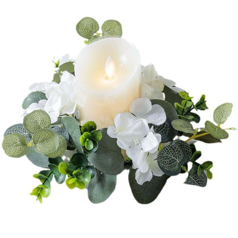 2 шт. Свечные венки Искусственные листья эвкалипта Венки Свечные венки Маленький венок в стиле бохо Подсвечник для свадьбы Домашняя дверь Украшение столешницы