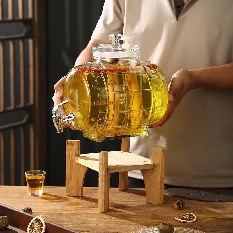 Горизонтальный стеклянный инфузионный кувшин с краном из нержавеющей стали