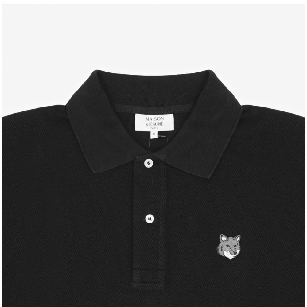 MaiSon KiTSune Серая Голова Лисы Нашивка Поло Мужская S Короткий Рукав Футболка Pm00210kp0001