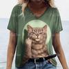 Summer Women's T Shirt Cat Print Casual Short Sleeve 3d T-Shirts Fashion Streetwear Crew Neck Pullover Female Oversized Clothing