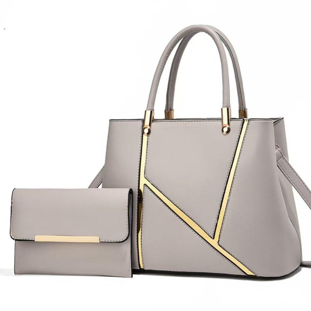 High Quality PU Leather Ladies Hand Bags Big Size Handle Design Leather Shoulder Bag Shoulder Strap Big Tote Handbag Women Girls