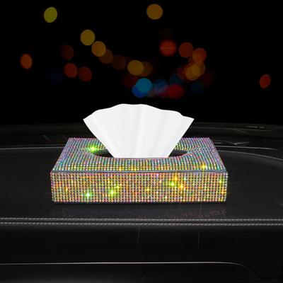 Блестящий алмазный кристалл автомобильная коробка для салфеток кожаный автомобильный подлокотник тип бумажной коробки держатель чехол лоток автомобильные аксессуары для домашнего офиса