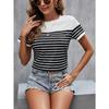 Trendy Women's Round Neck T-Shirt Summer Outdoor Fashion Short Sleeve Tops OverSize Loose Women's Clothing Striped Printed Style