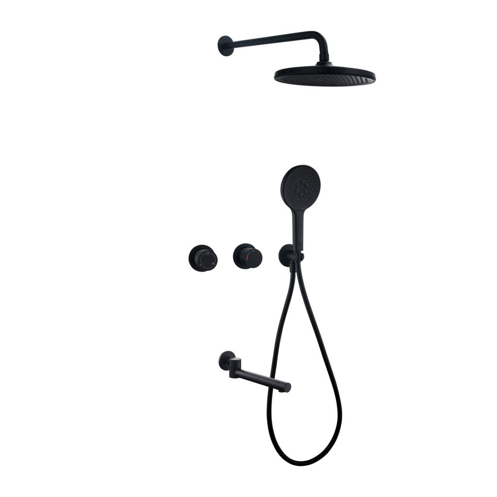 Brushed Gold Bathroom Shower Faucet Wall Mounted Grey Bathroom Shower Mixer Tap Brass Brass Bath Shower Faucet Hand shower Head