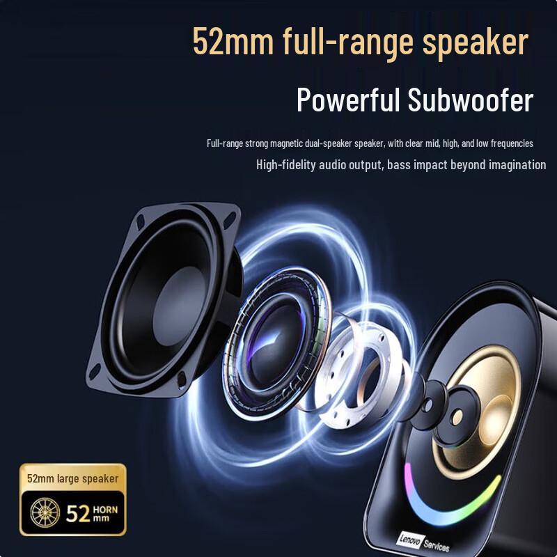 Lenovo A02 Mini RGB Wired Desktop Speakers