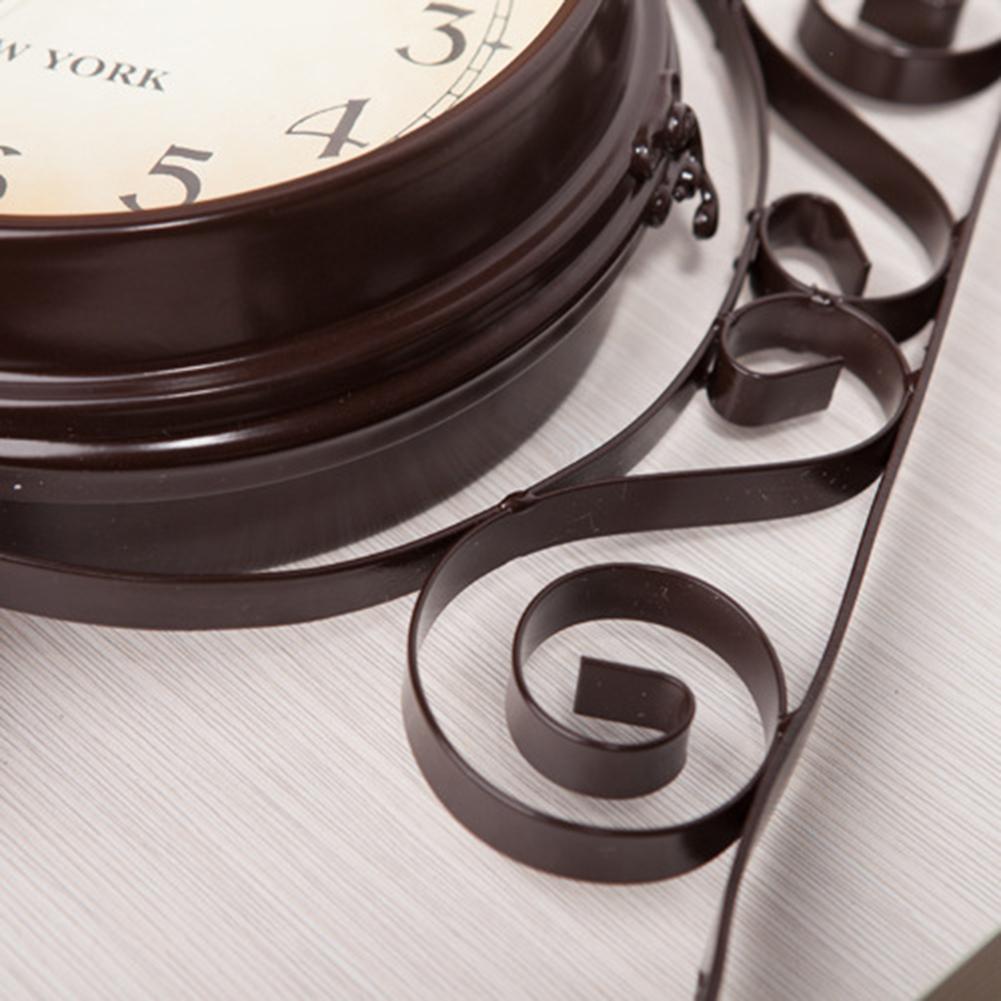 Ретро двухсторонние вращающиеся настенные часы, металлические подвесные часы, уличный декор, европейские часы, подарочные настенные часы