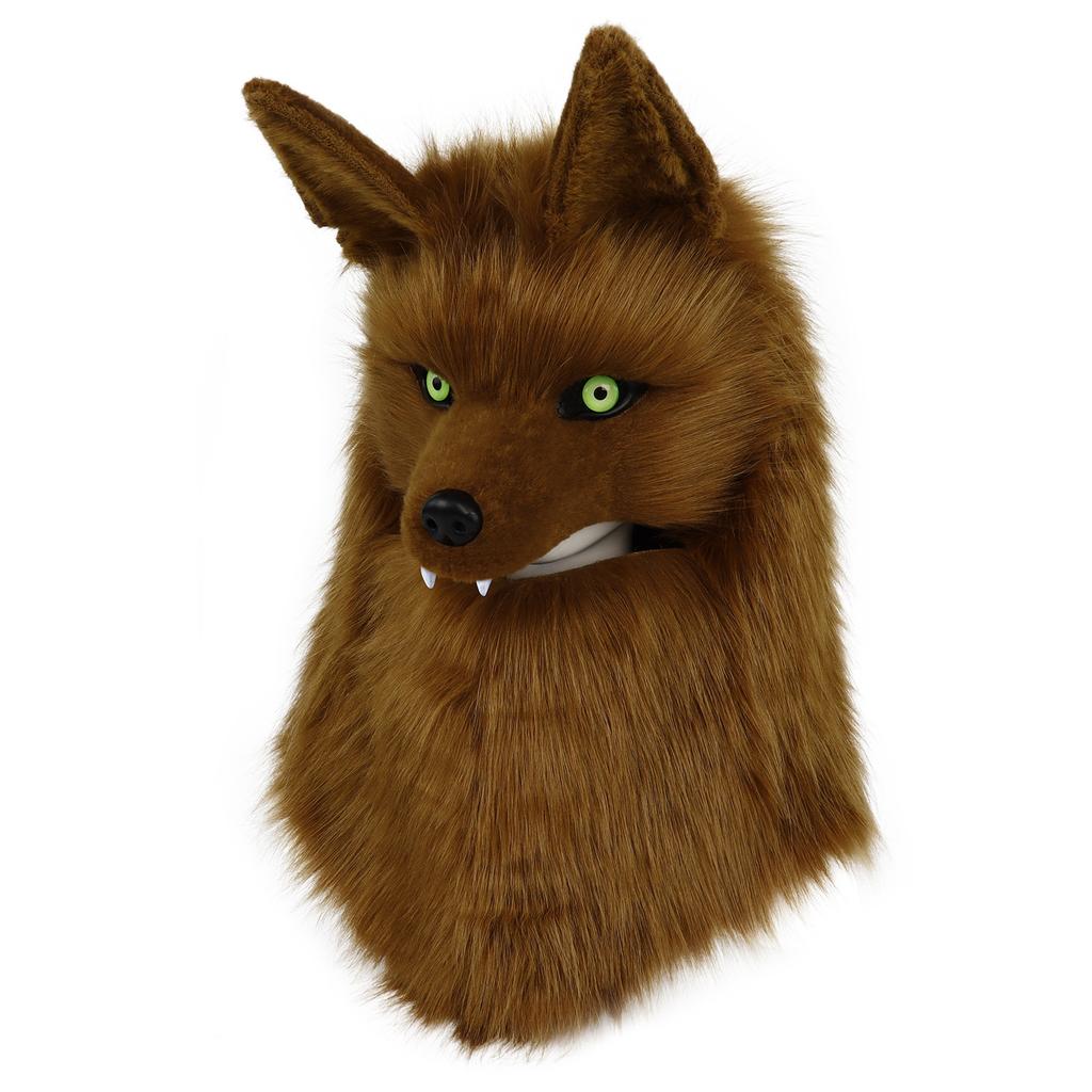 Halloween Party Simulated Plush Canine Wolf Head Half-Face Mask Viking Medieval Costume Headgear Prop