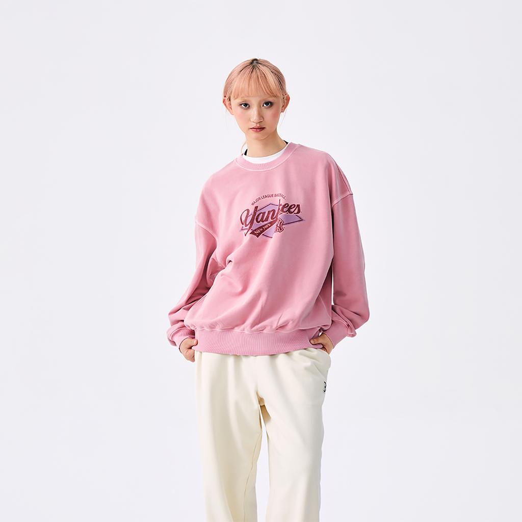 New MLB MLB Preppy Style Collection New York Yankees SS25 Sweatshirt Unisex Light Peach Pink 3AMTV0751-50PCL