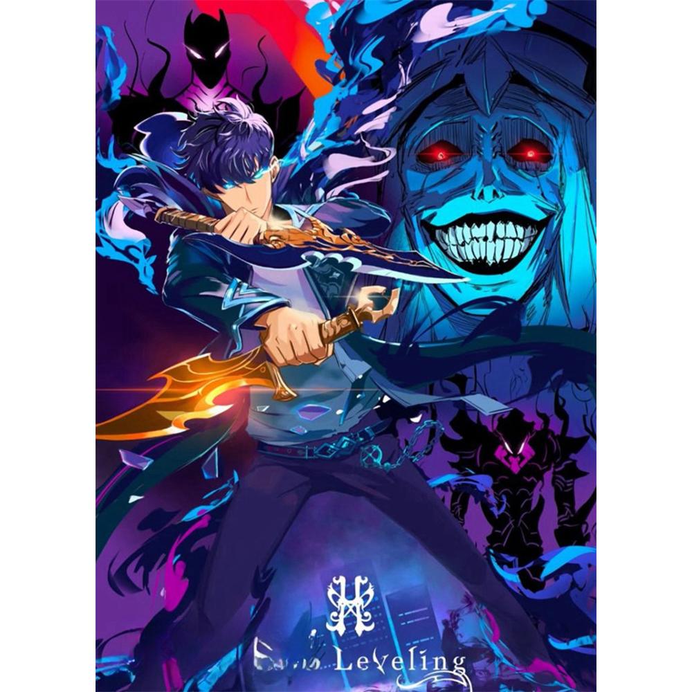 Leveling Anime Full Solo Round Drill Diamond Painting Art Sung Jinwoo Ant King Mosaic Handwork Home Decor Frameless