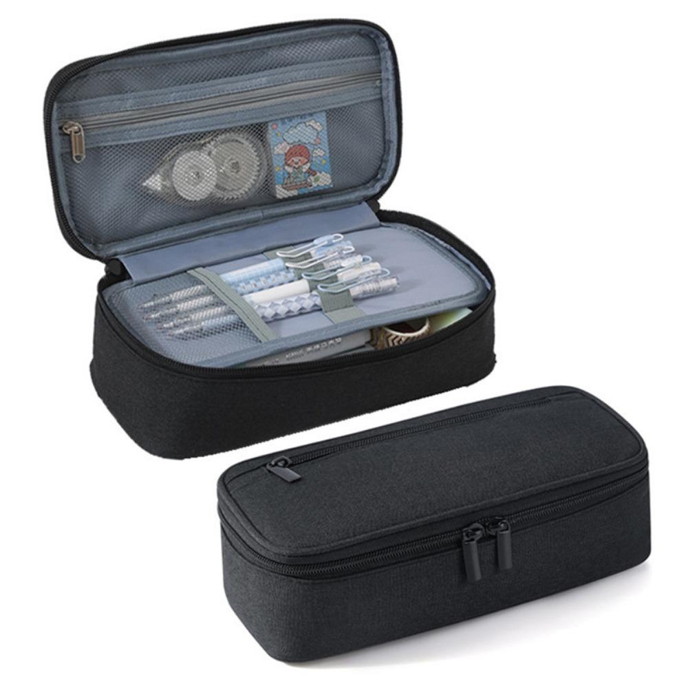 Large Capacity Student Stationary Boxes Double Zipper Pencil Case Pen Bag  Stationery Organizer