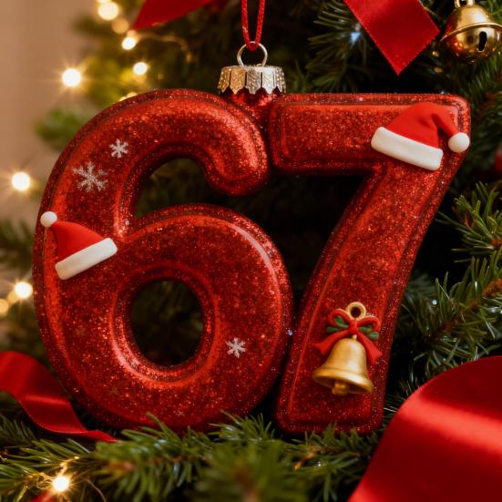 67 Christmas Ornament 2D Flat Funny Six Seven Meme Christmas Decoration Gifts for Teens Adults Humor Lovers