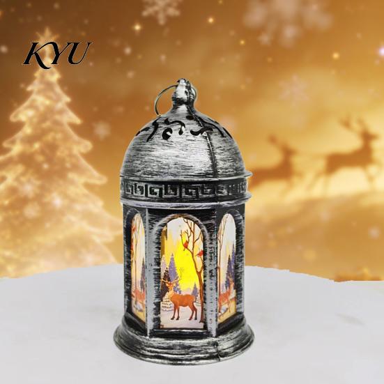 Hanging Lantern Decor Retro Christmas Night Light, Battery Operated LED Lamp, Decorative Flickering Portable Flame Flameless for Home Holiday