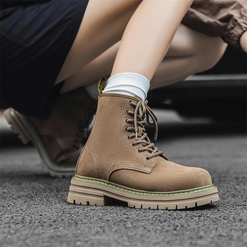 Высокие ботинки Мартин 2024 Мужские парные ботинки цвета ревеня Ботинки на толстой подошве Ботинки в британском стиле для пустыни 8117-W